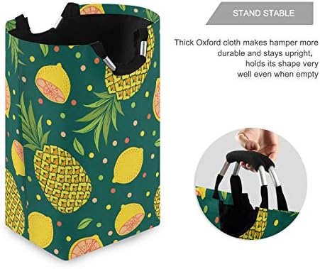 Susiyo Exotic Fruits Pineapples Limes Collapsible Laundry Basket with Handle