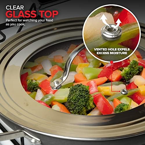 Universal Lid with Tempered Glass Top for Cookware 825-12 Fit