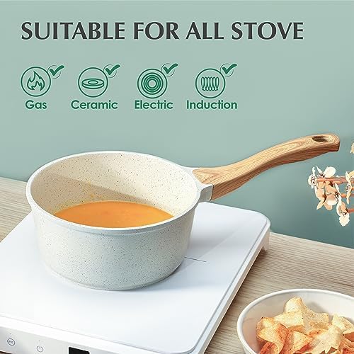 2 Quart Nonstick Ceramic Saucepan with Lid