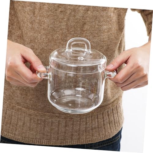 700ml Clear Glass Saucepan with Lid - Perfect for Pasta Noodles and Soups