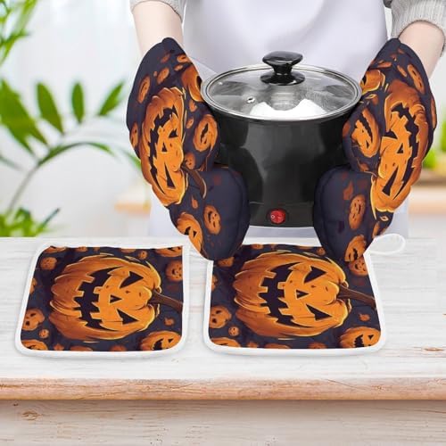 Halloween-Themed Warm Pumpkin Oven Mitts