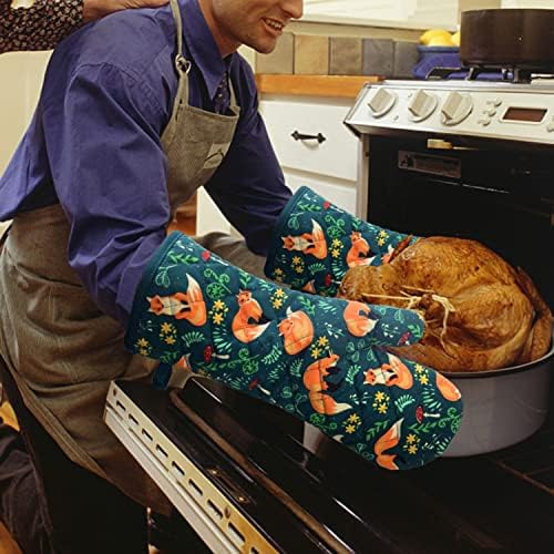 Heat-Resistant Kitchen Oven Mitts with Non-Slip Silicone Set of 2