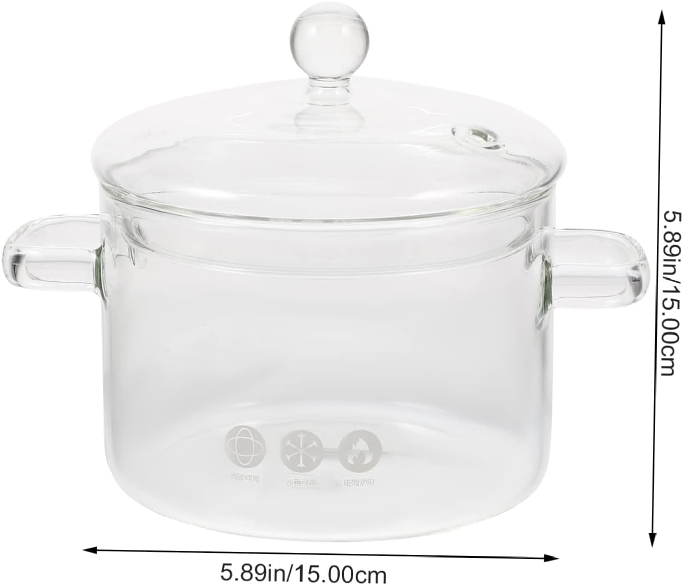 High Borosilicate Glass Stockpot with Double Handles and Lid