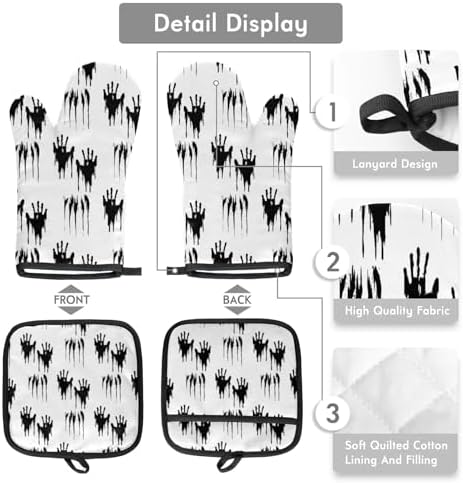 Halloween Skull Oven Mitts Pot Holders Set