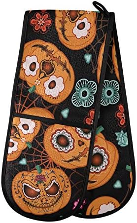 ZZXXB Halloween Pumpkin Heat-Resistant Oven Mitts