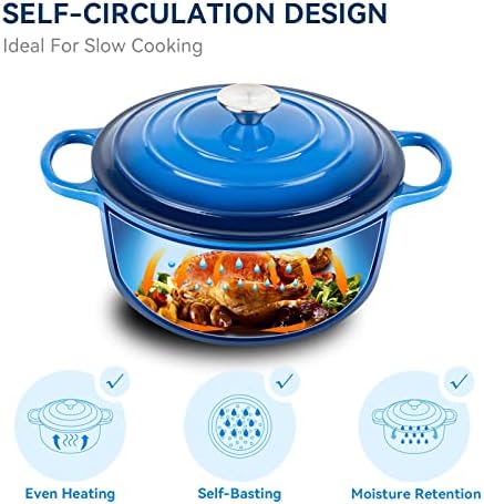 Miereirl 6 Qt Enameled Dutch Oven with Lid and Dual Handles