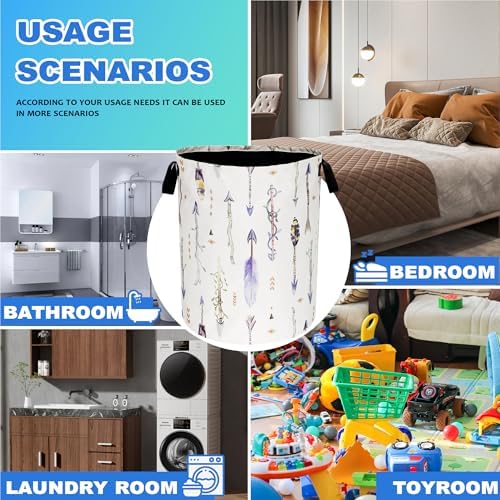 Tribal Feather Arrows Foldable Laundry Basket with Handle
