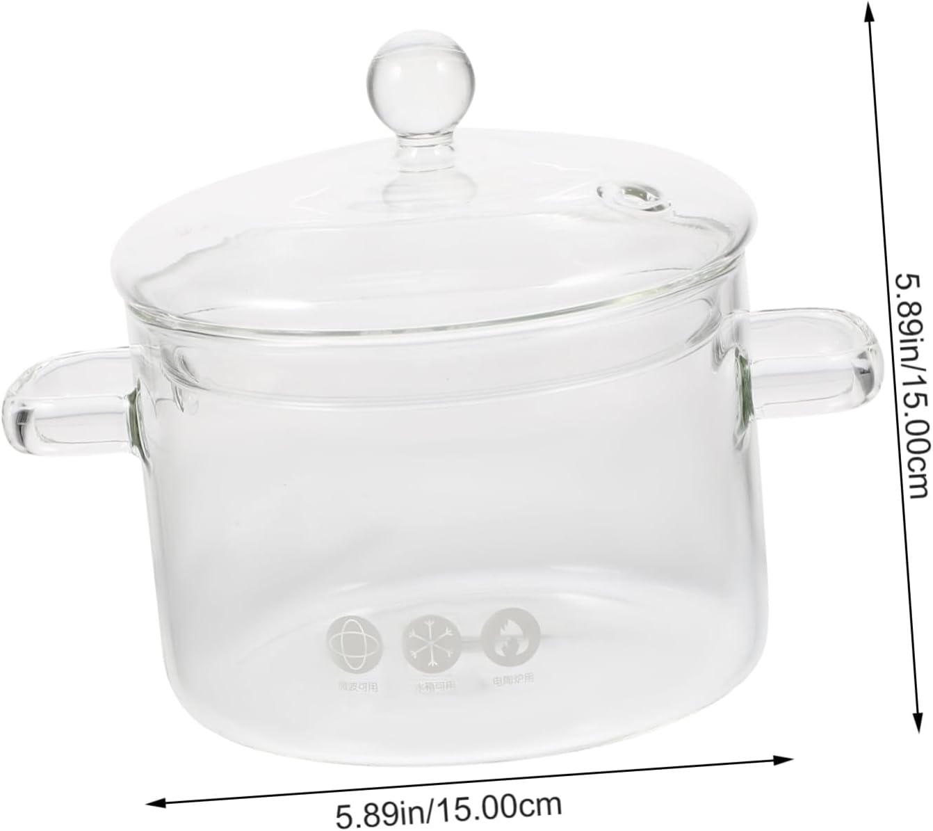 DECHOUS High-Borosilicate Glass Stockpot with Lid 1500ml