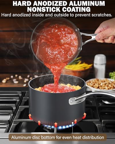 Pro-Grade 1-Quart Hard Anodized Saucepan with Glass Lid