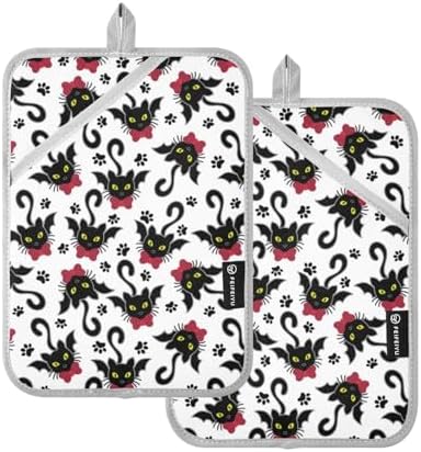 OurVii Winged Bat Cats Potholders Set