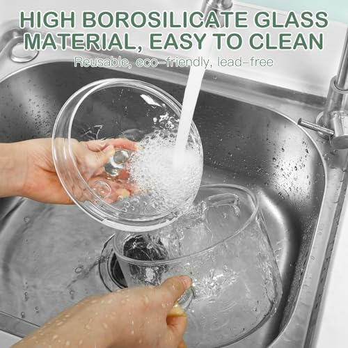 Hemoton Professional Glass Saucepan with Handle and Lid
