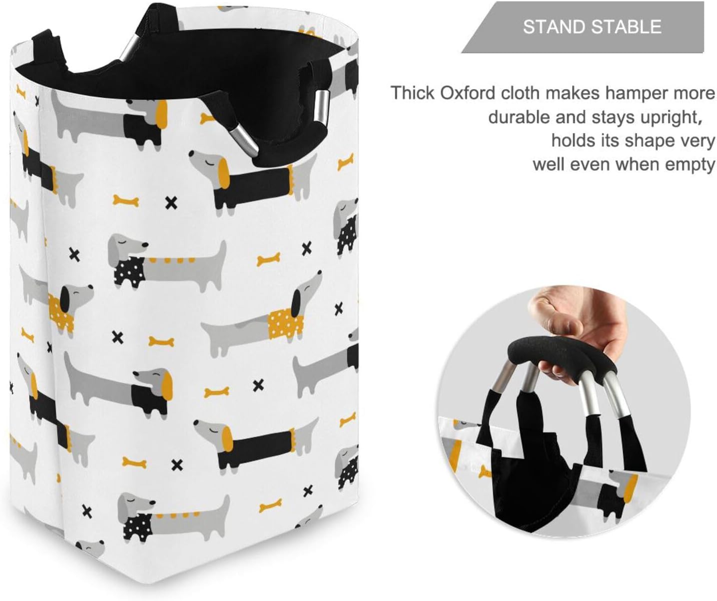 Kigai Collapsible Laundry Basket with Handle Durable Waterproof