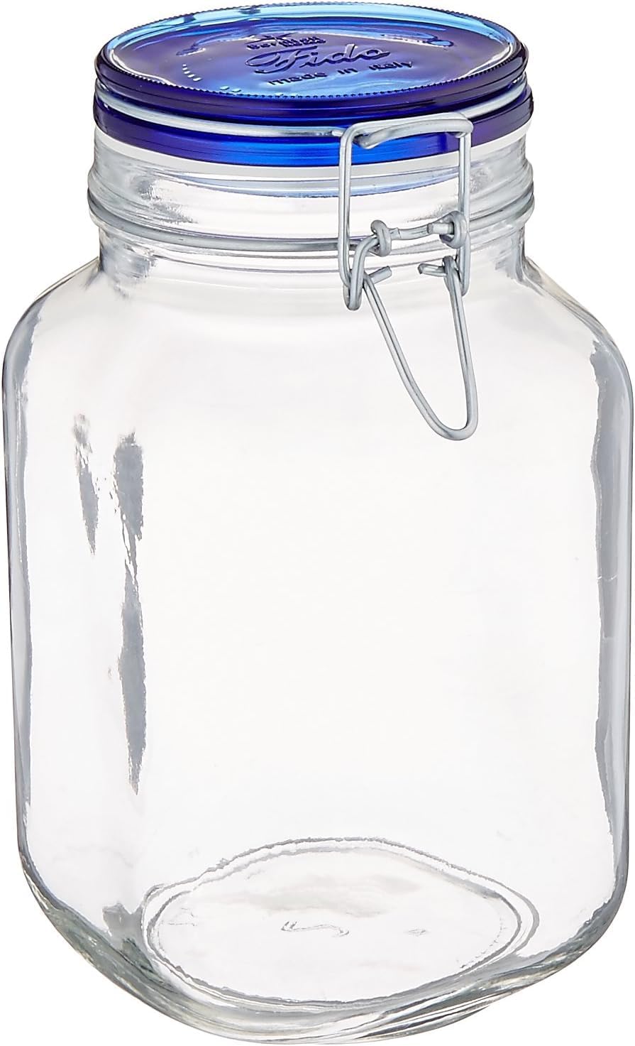 Bormioli Rocco Fido Square Jar with Blue Lid 675-Ounce Clear