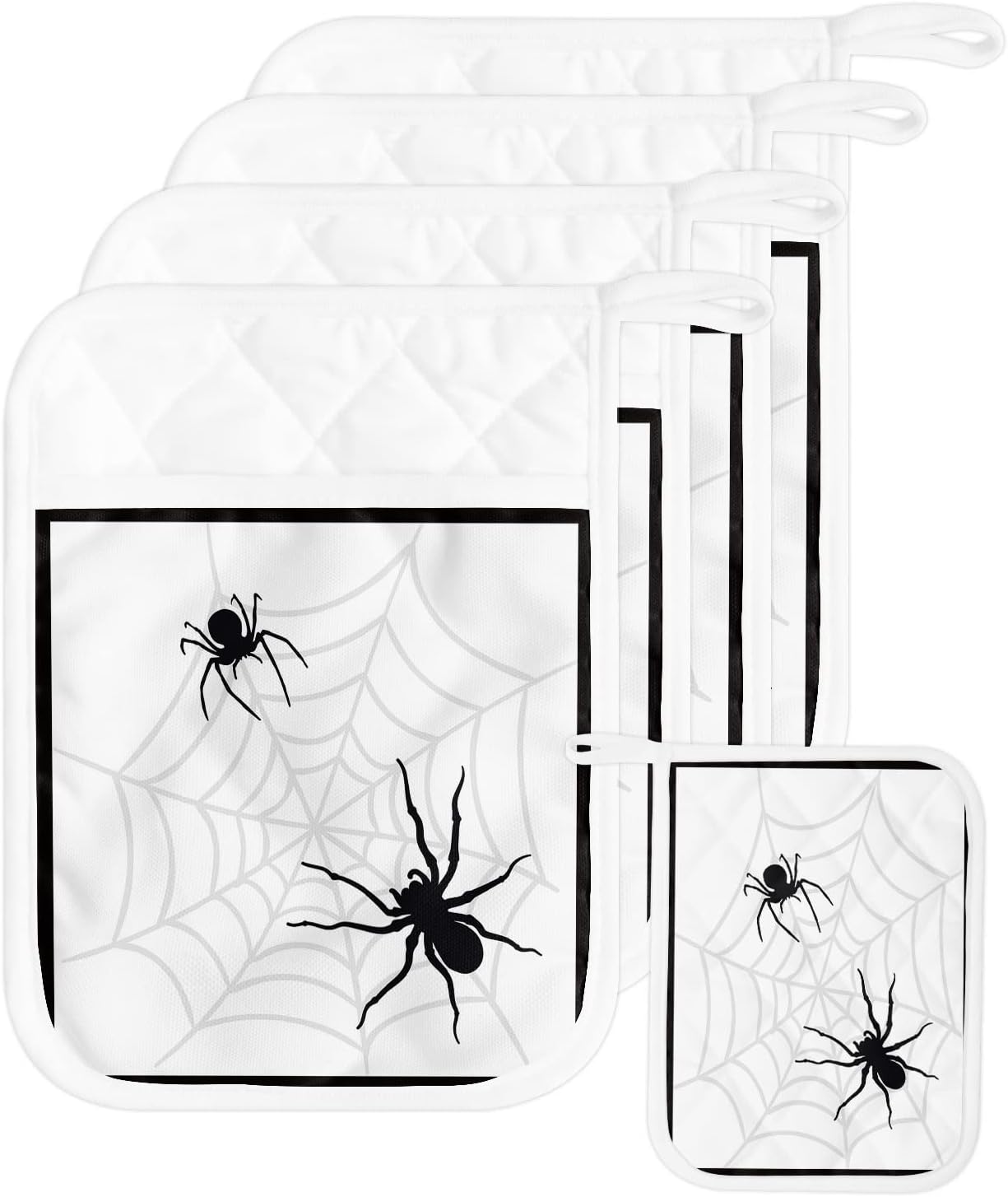 Halloween Spooky Pot Holder Set of 5 - Heat-Resistant Easy to Store