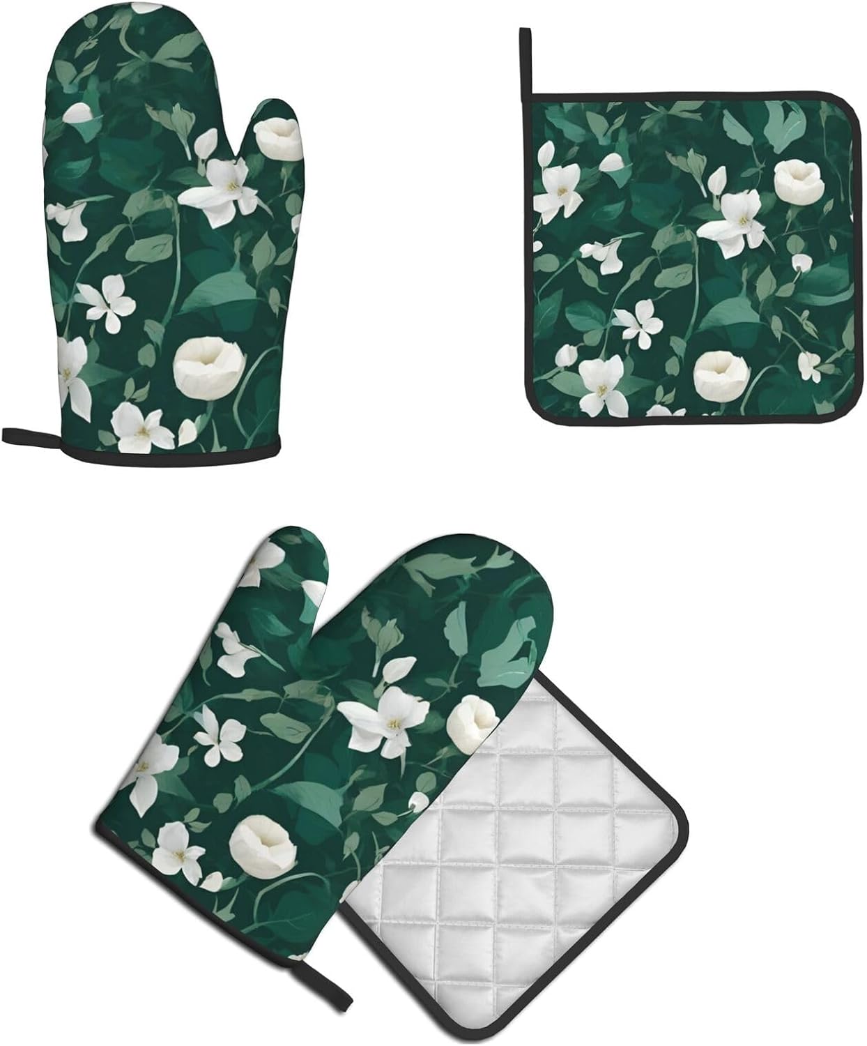 Quopvn Grass and Dove Printed Oven Mitts and Pot Holders 2-Pack Set