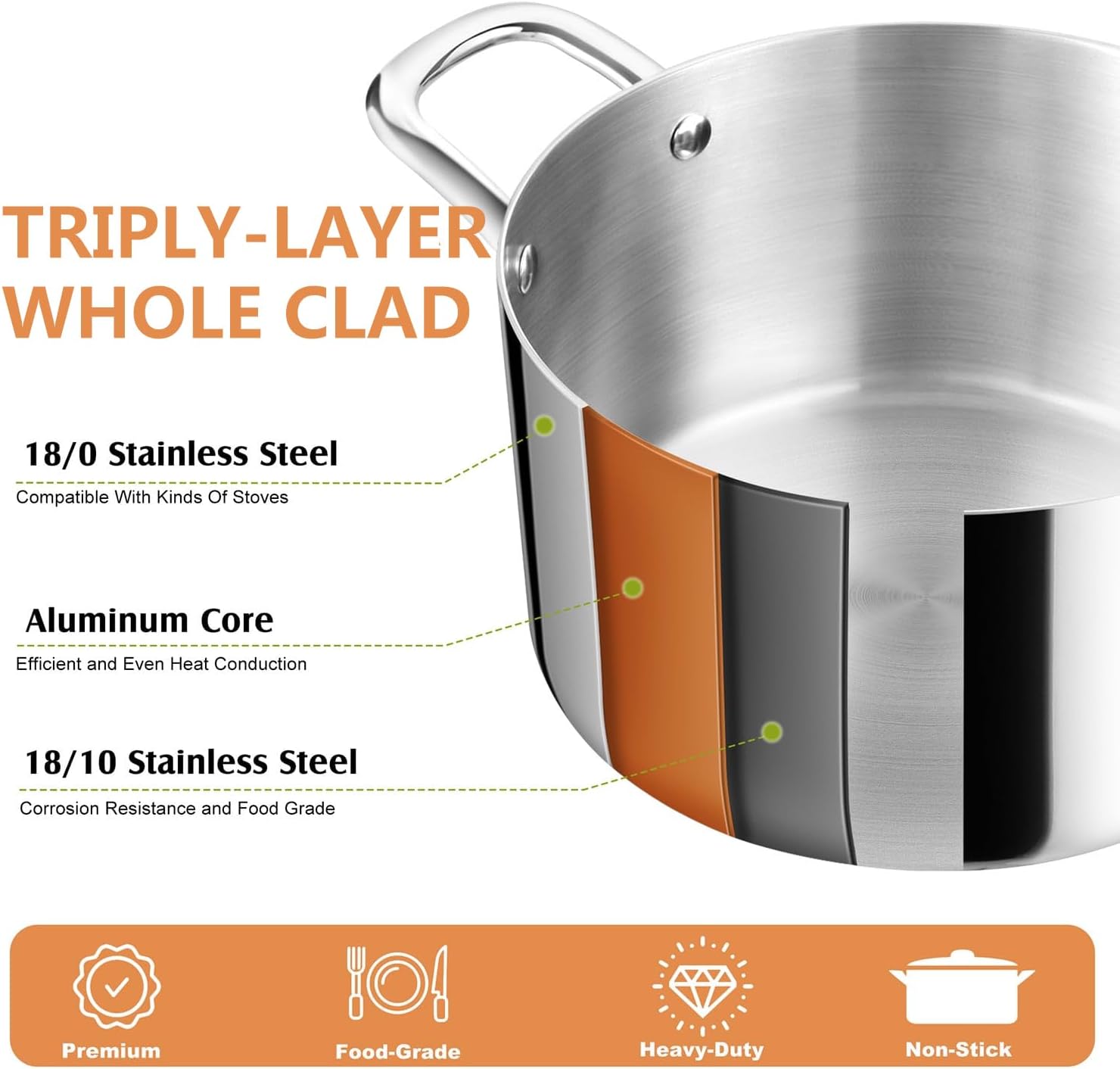 Xgxoz8 QT Stainless Steel Stock Pot with Glass Lid