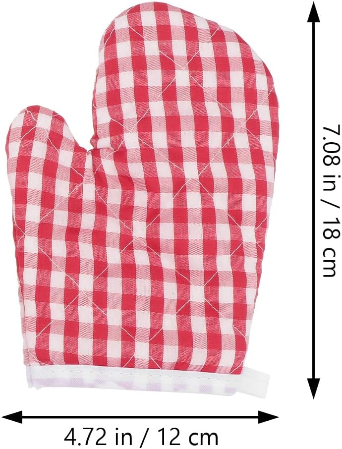 2Pcs Red Checkered Oven Mitts
