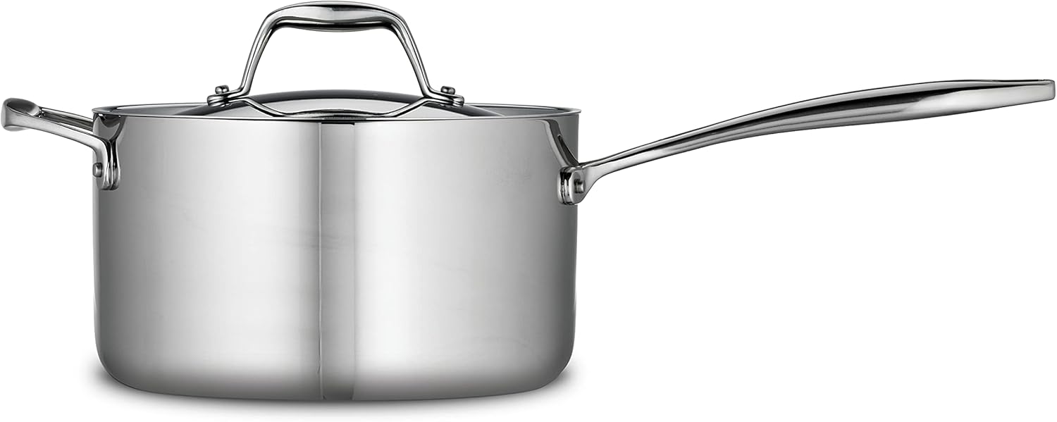 Durable stainless steel saucepan with lid