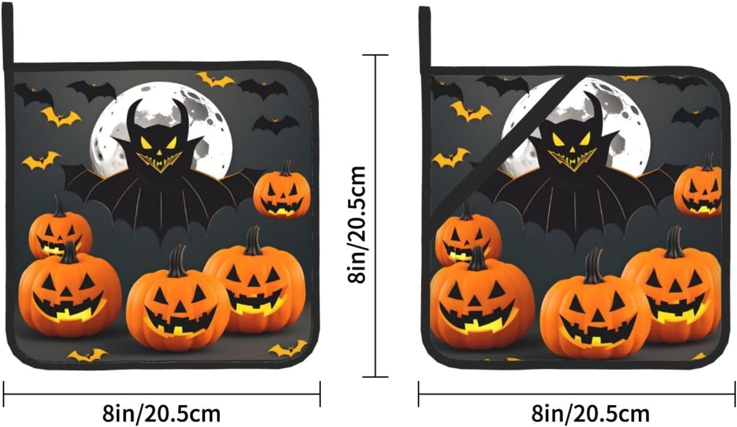 CarXs Halloween Moon Bat Pumpkin Potholder Set