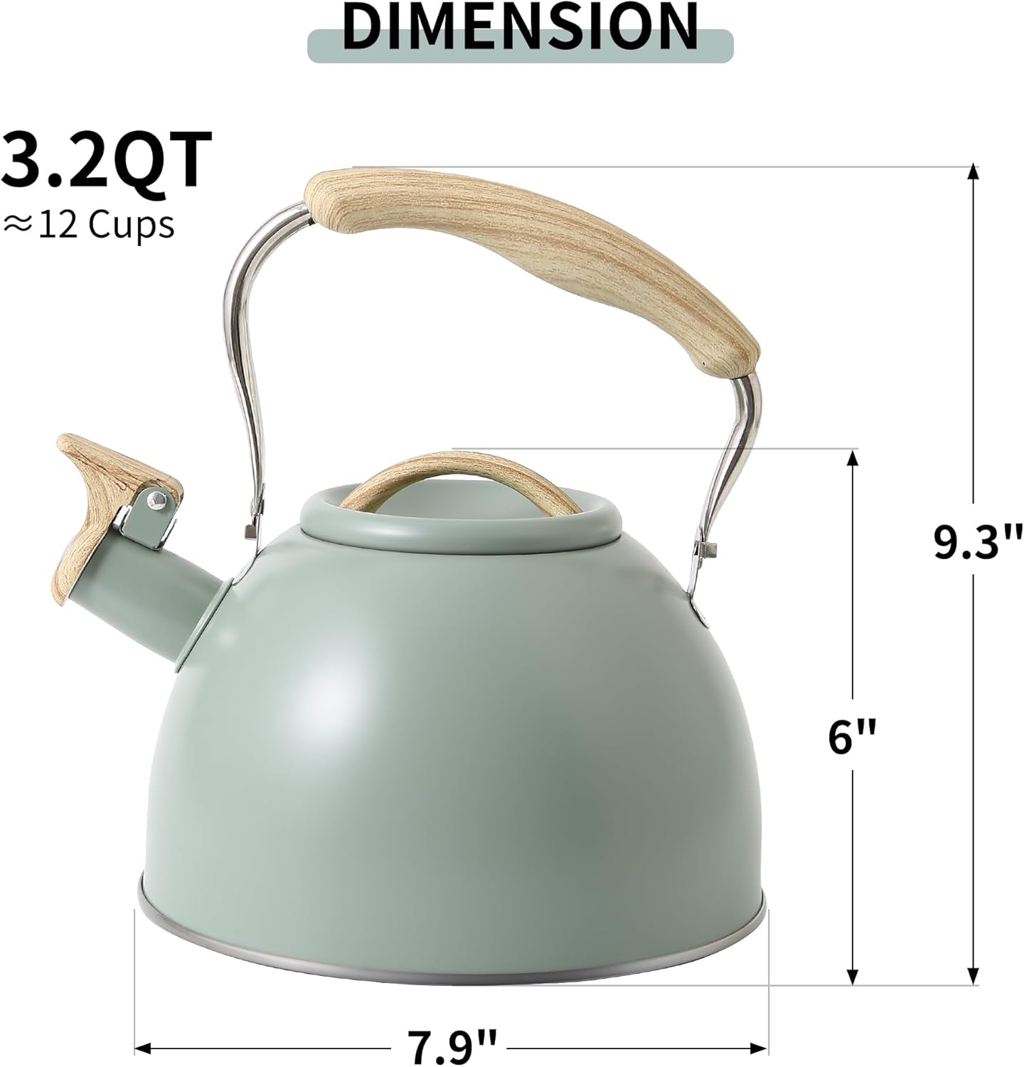 WHISLING Tea Kettle with Silicone Handle 32 QT