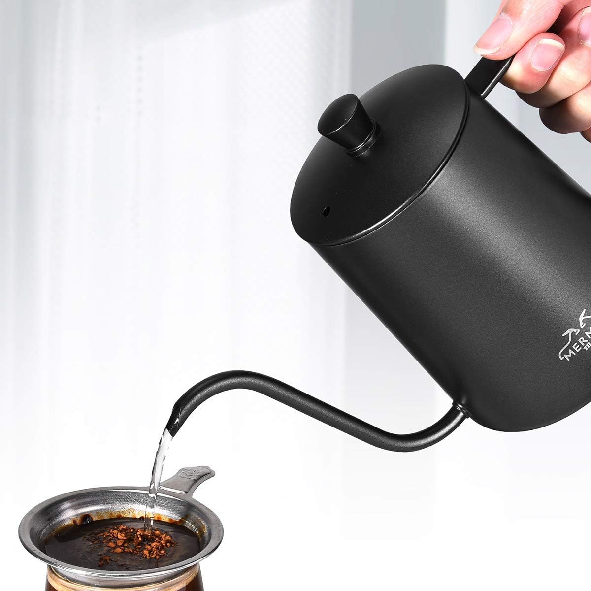 MERMOO YILAN Gooseneck Coffee Kettle 21oz Silver