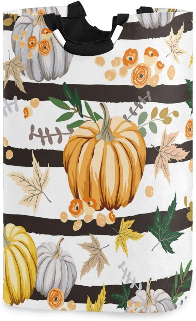 Collapsible Laundry Basket - Fall Orange Pumpkins by Suzukiio
