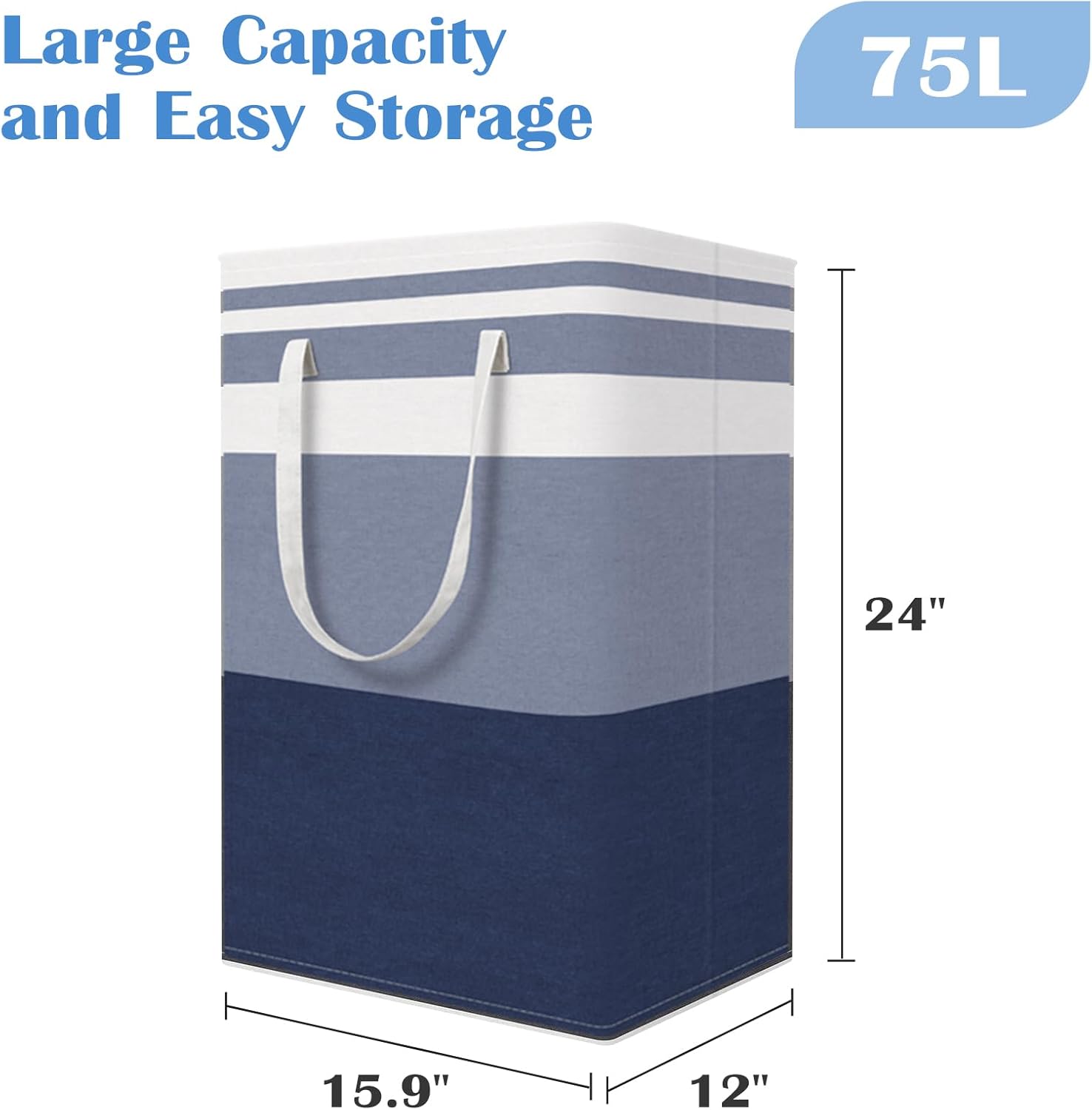 3-Pack Large Capacity Waterproof Laundry Basket with Gradient Blue