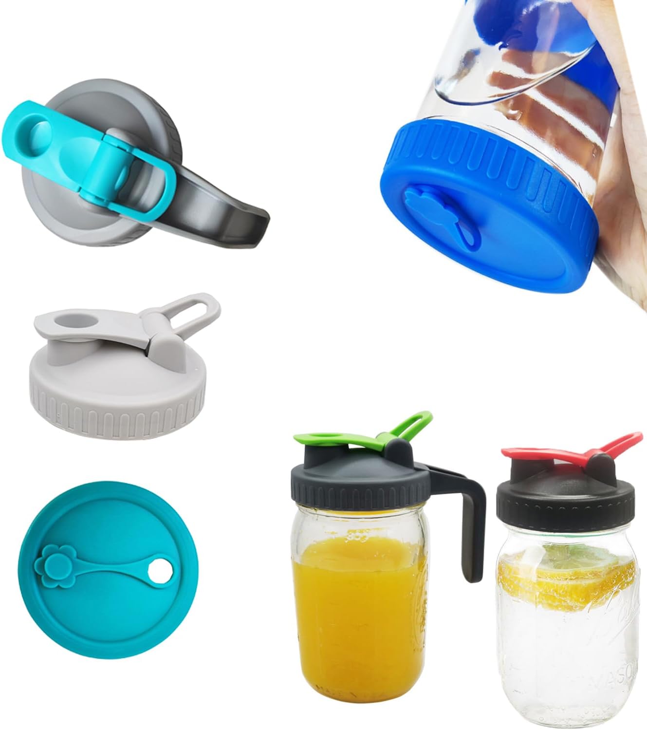 6-Piece Set Handle-Flip Wide-Mouth Mason Jar Lid 86mm LTS