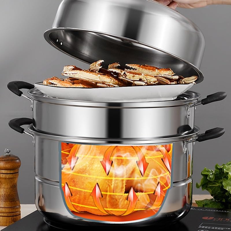 Deep Stock Pot - Non-Stick Stainless Steel Tri-Ply Stockpot