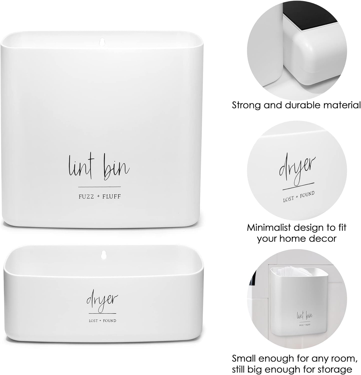 August and Wae Magnetic Lint Bin Set 2 Piece Laundry Storage Solution