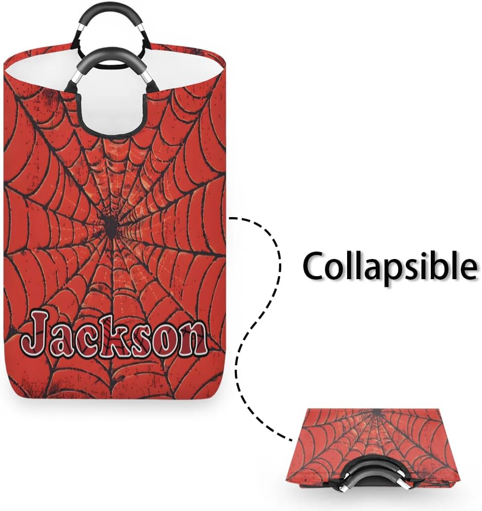 RIRIX Red Spider Web Personalized Laundry Basket with Handles