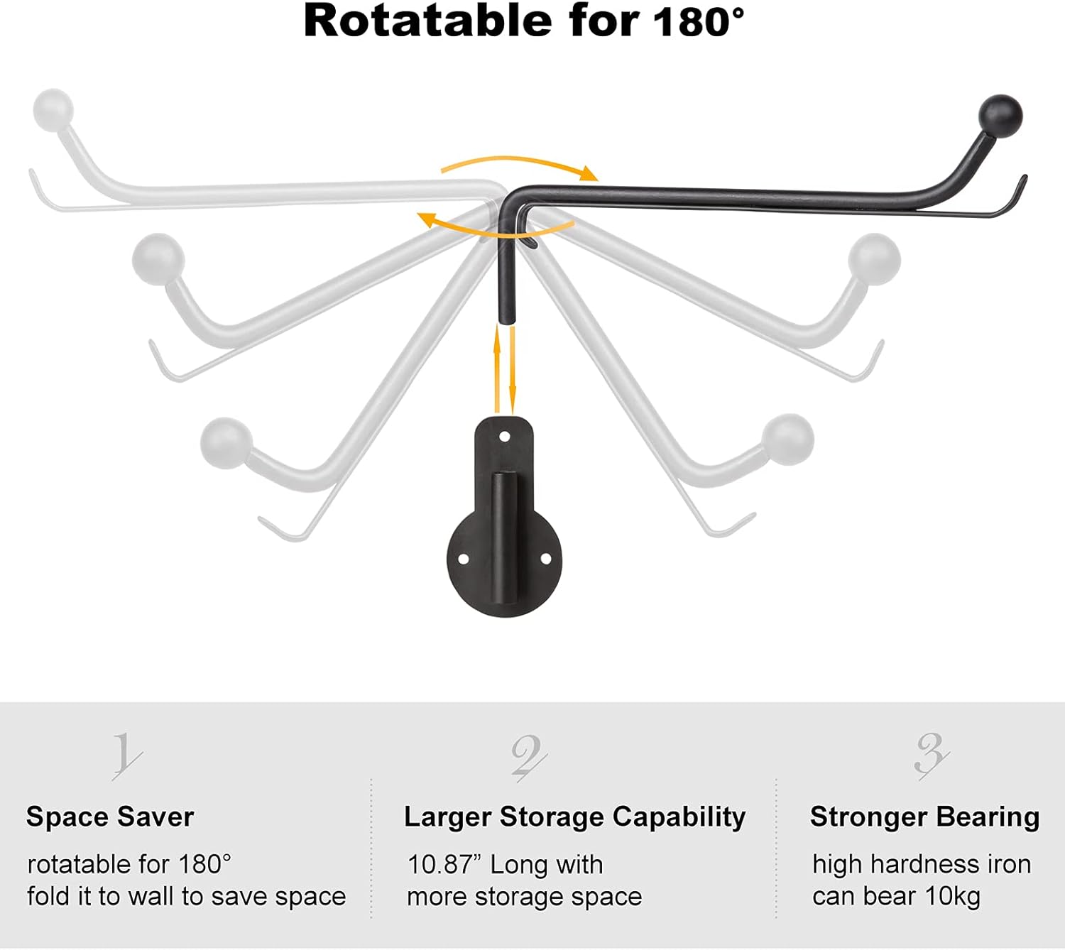 Mkono Wall Clothes Hanger Rack 2 Pack Black