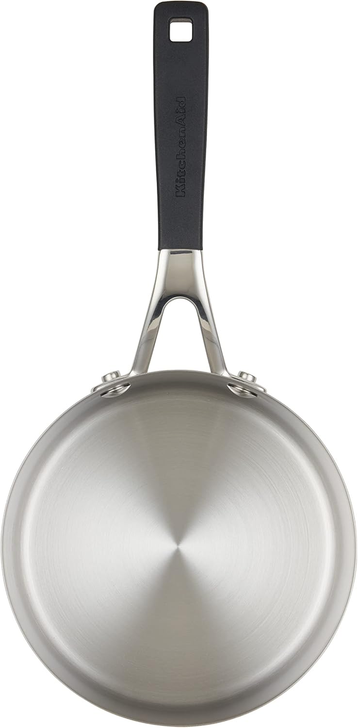 Quick Easyobia1 Quart Stainless Steel Saucepan with Pour Spouts Silicone Grip Handles