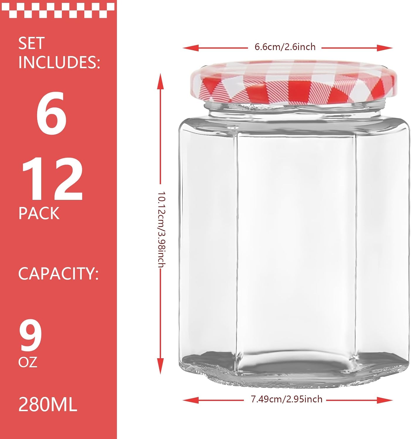 Glass Jam Jars with Screw Top Lids 280ml 12 Pack