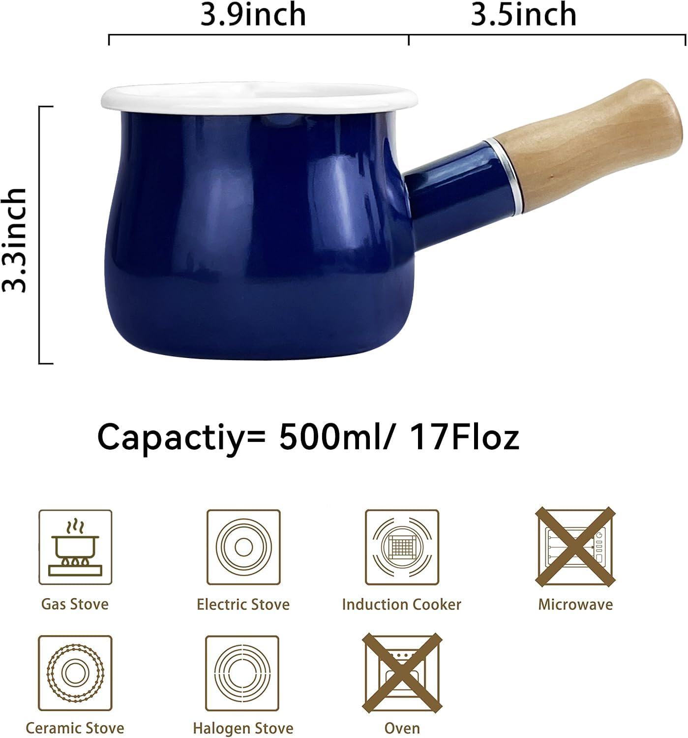 Mini Enamel Milk Pot for Easy Heating