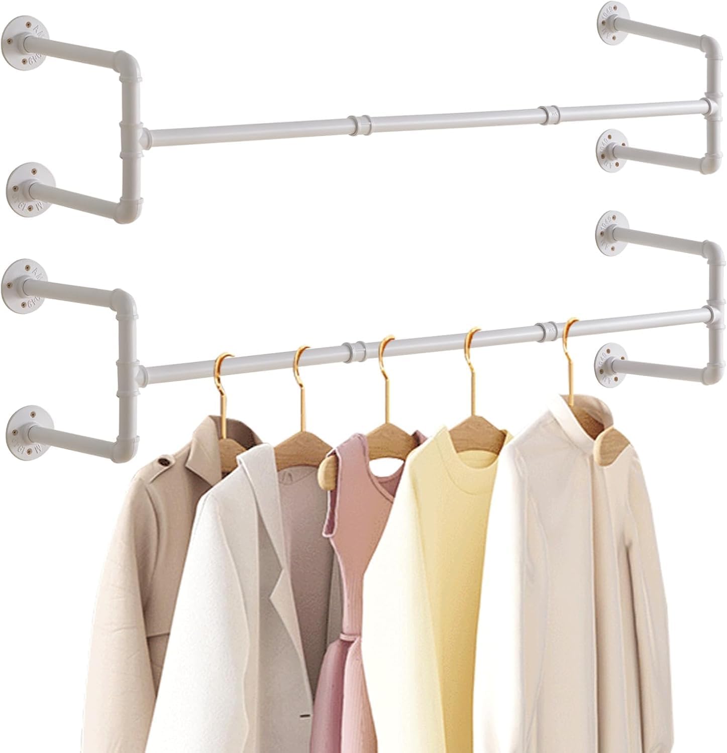 IBUYKE Space-Saving 2-Piece Wall-Mounted Clothing Rack