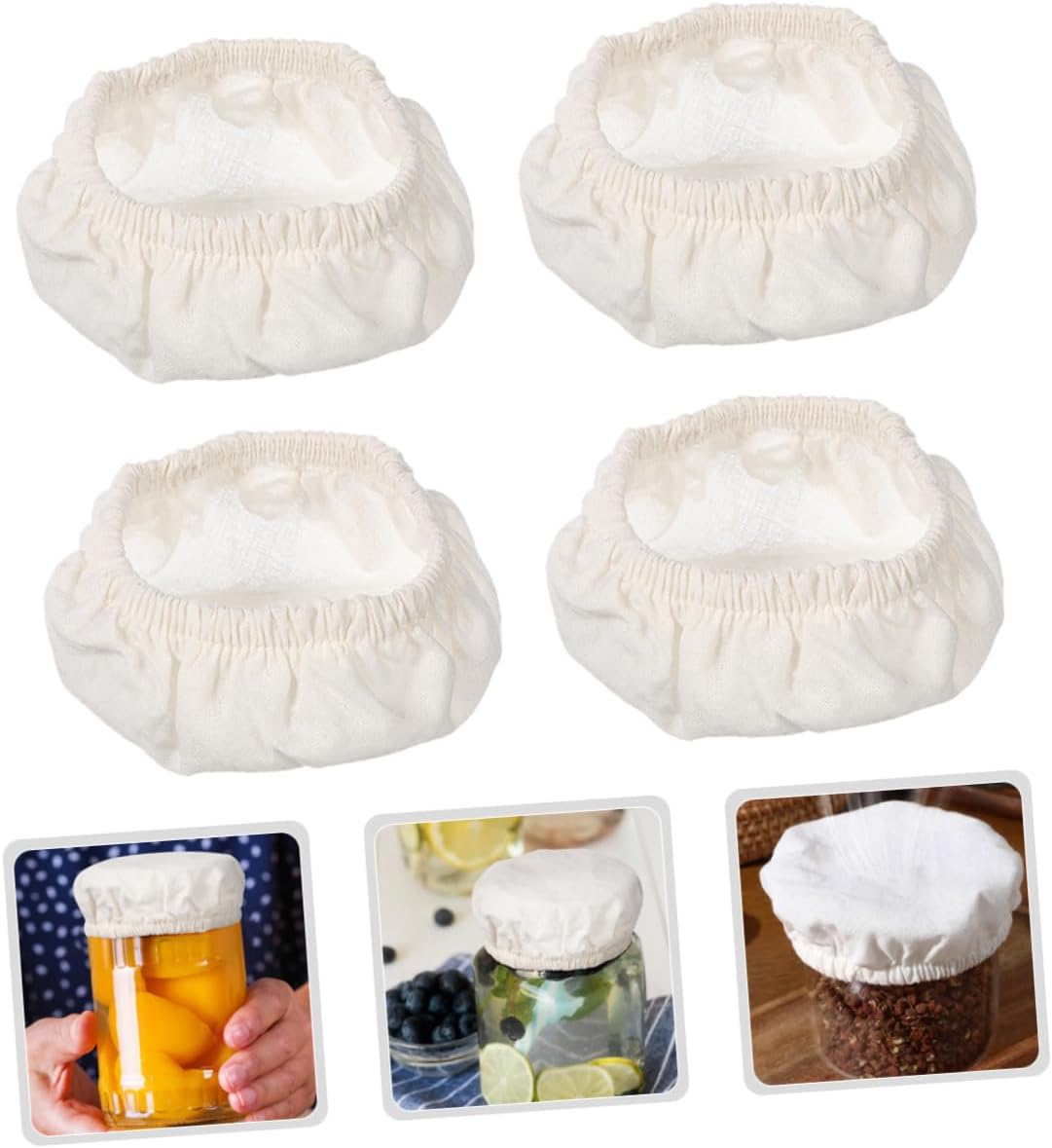 4pc Eco-Friendly Cotton Jar Lids Cook Serve Kitchen Essential