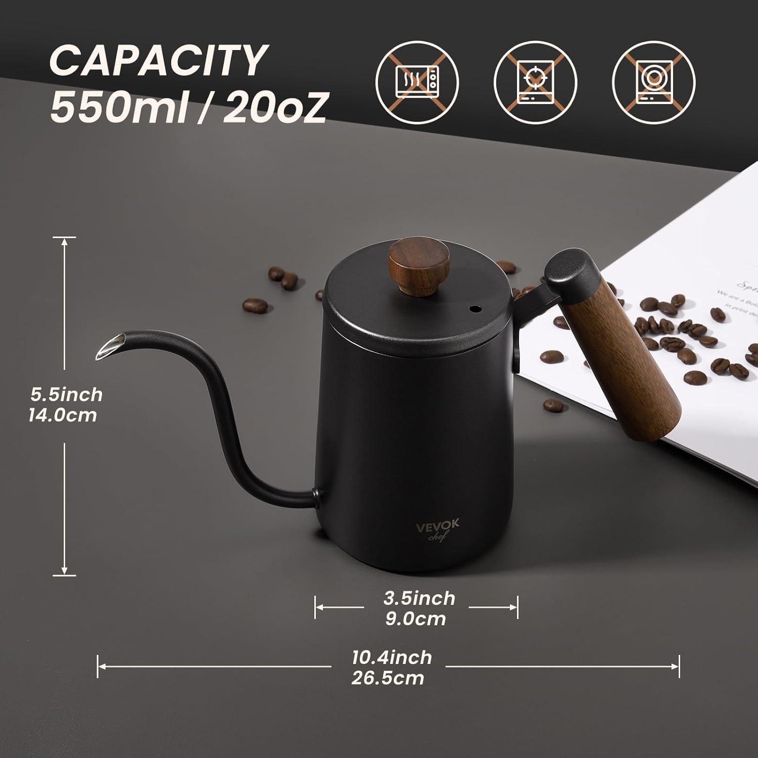 Stainless Steel Coffee Maker with Wooden Handle
