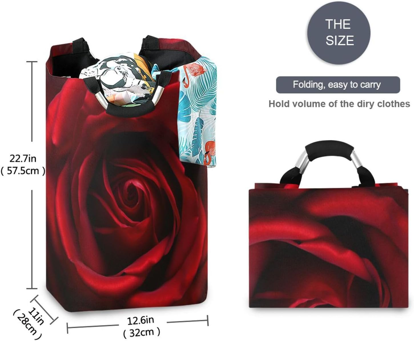 Red Rose Waterproof Folding Laundry Hamper