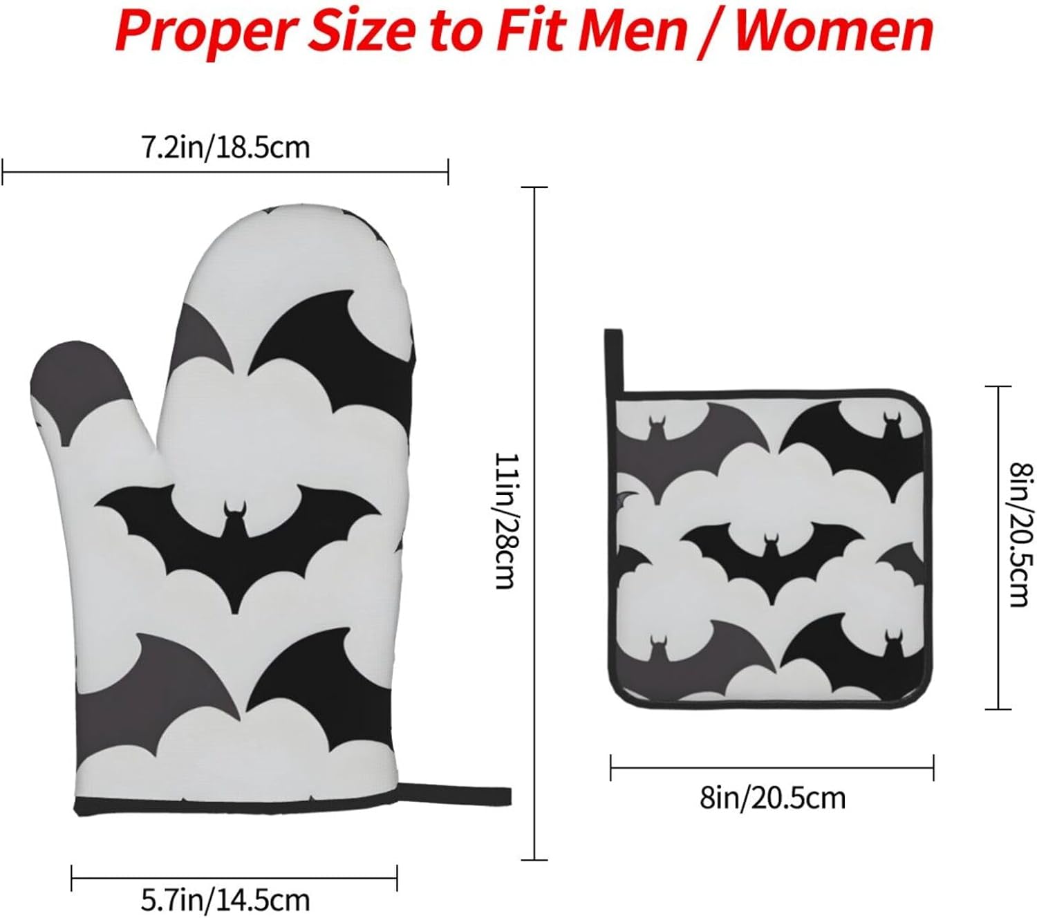 3-Piece Halloween Oven Mitt Pot Holder Set for Baking