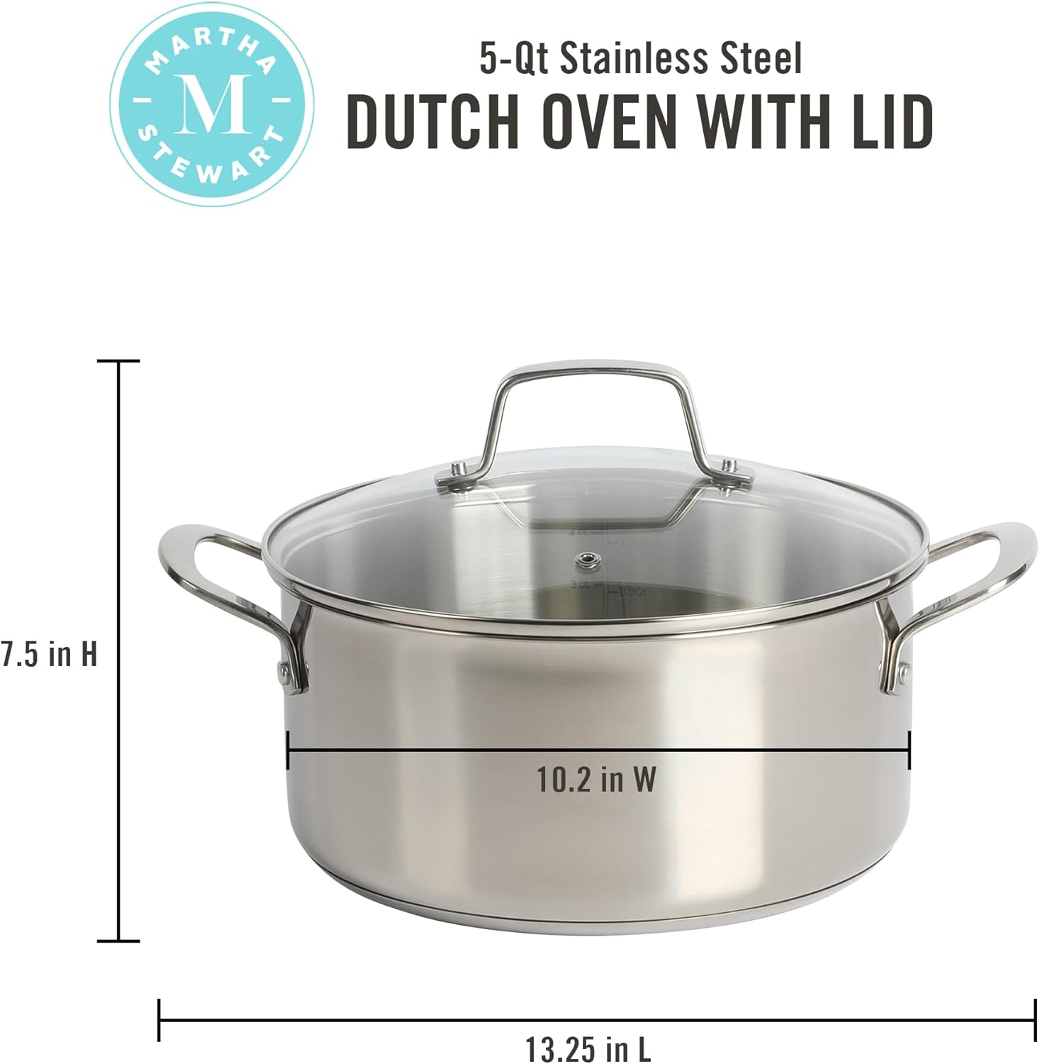 Martha Stewart 5-Quart 188 Stainless Steel Dutch Oven