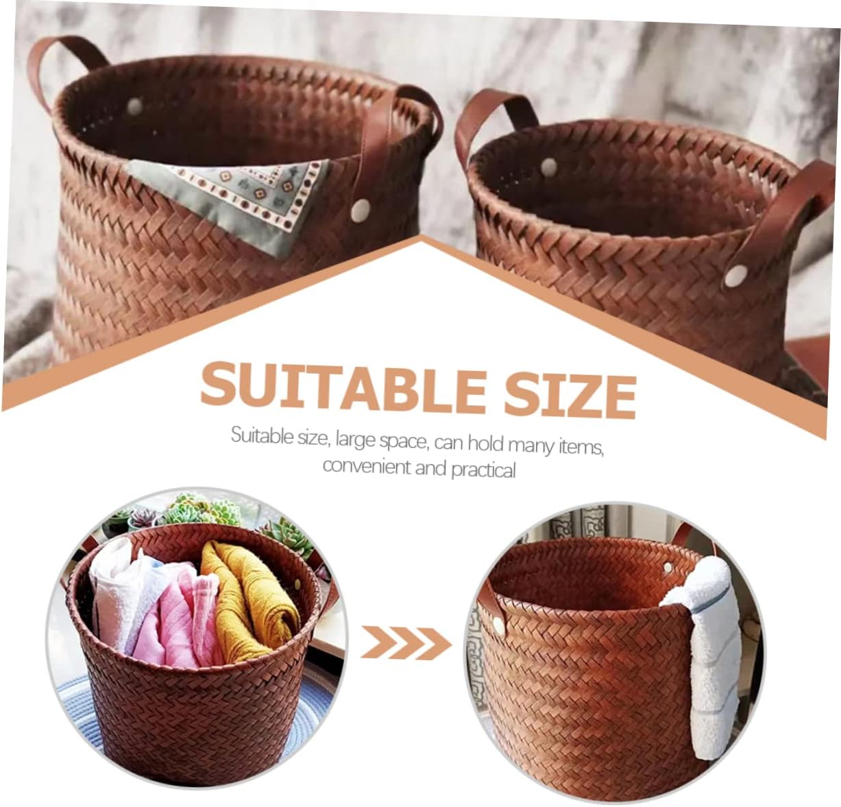 Versatile Wicker Storage Basket For Cars Toys Laundry