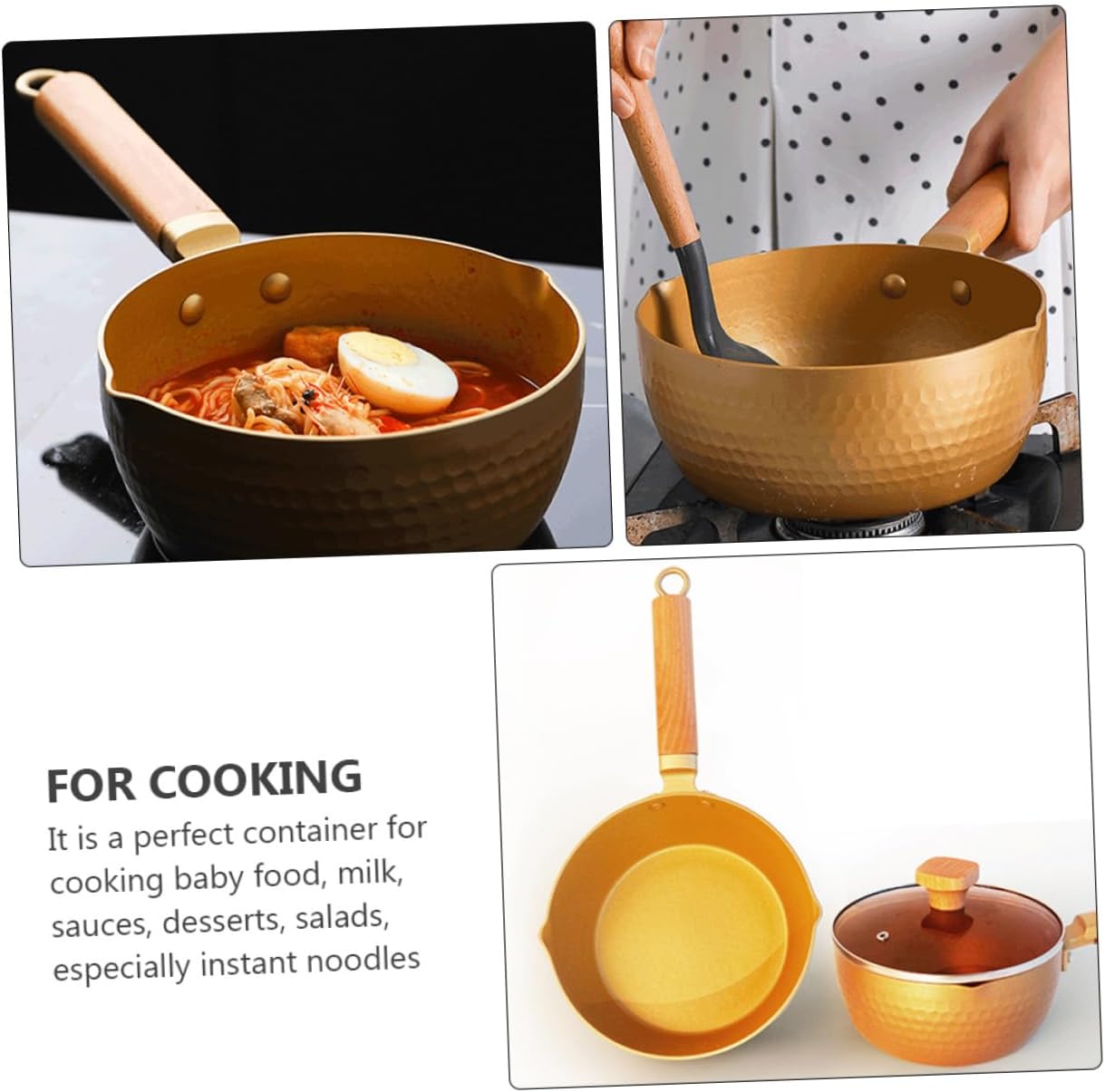 Japanese Style 18cm Gold Milk Pan with Ergonomic Handle