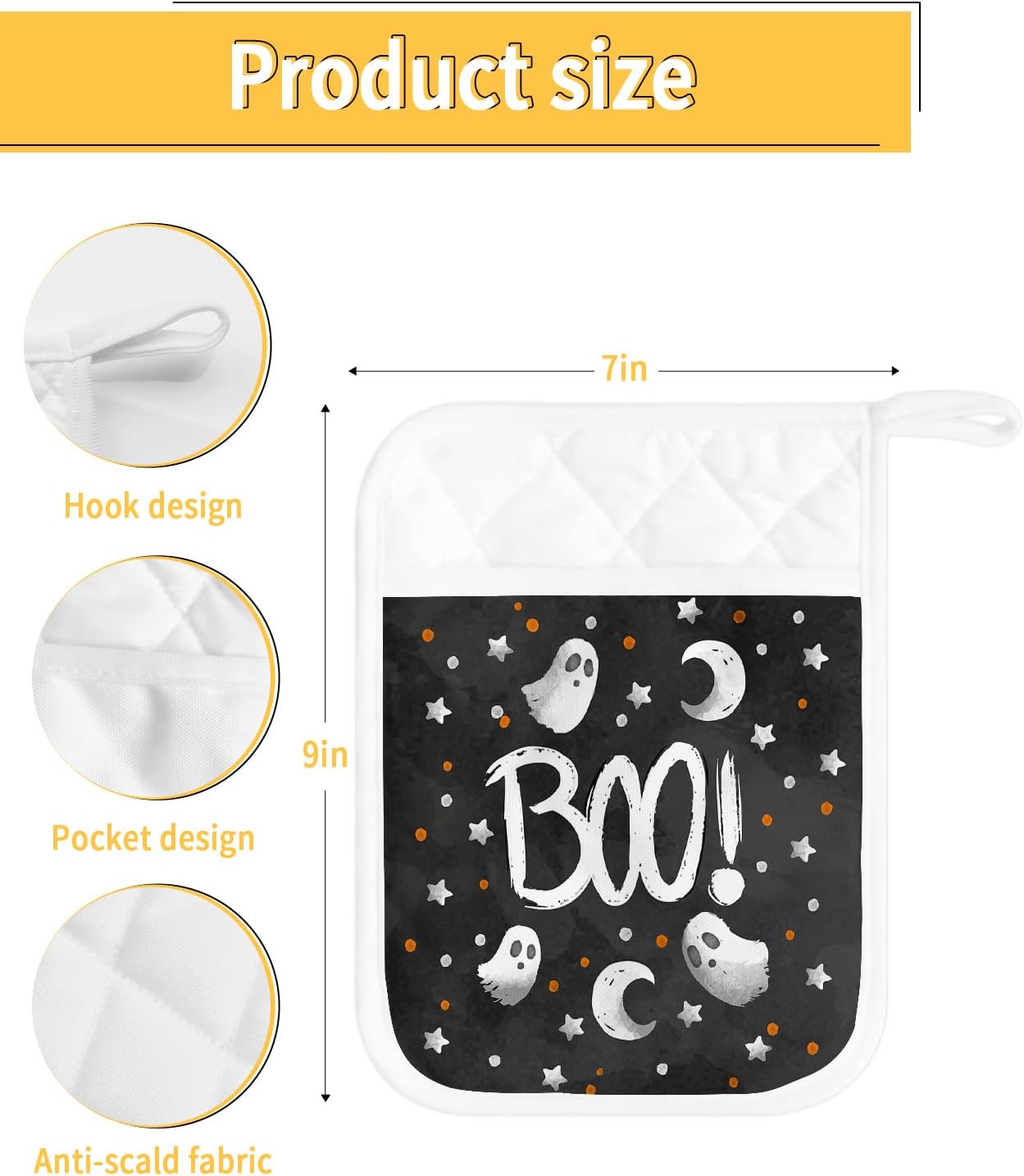 Scarecrows Spooky Halloween 5-Piece Pot Holder Set with Loops