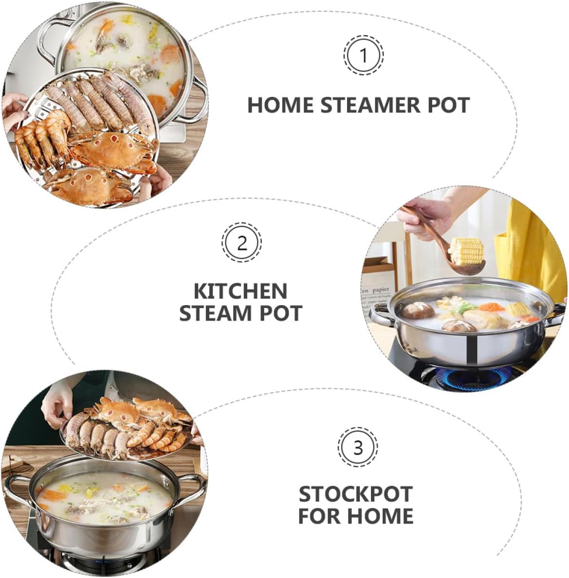 Mikinona 1pc Stainless Steel Steamer Stock Pot