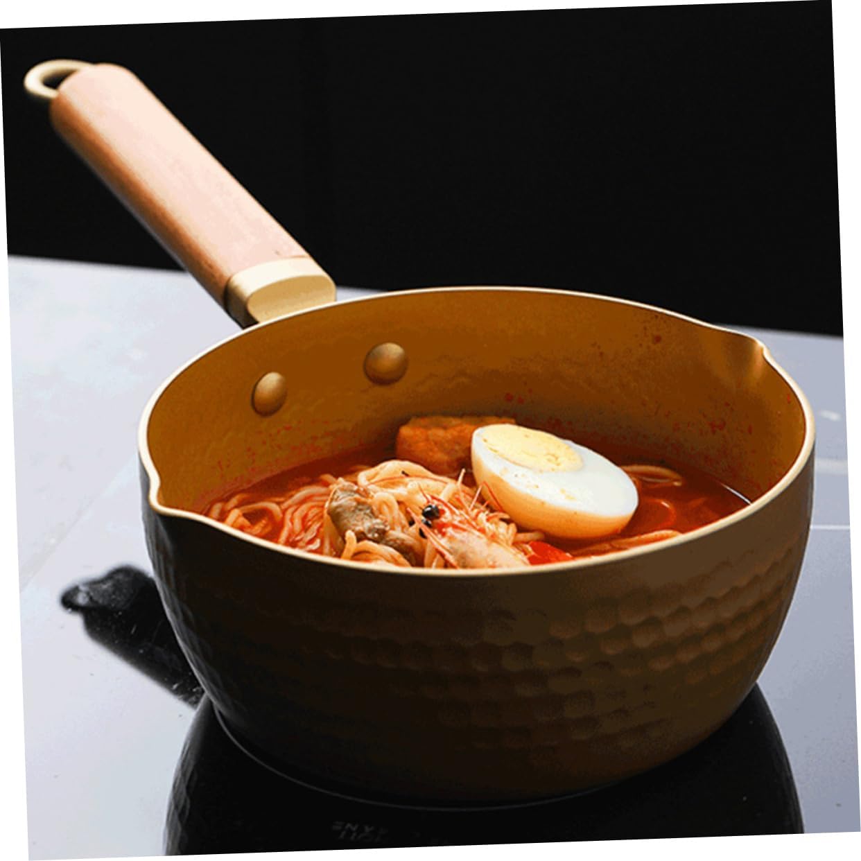 Japanese Style 18cm Gold Milk Pan with Ergonomic Handle