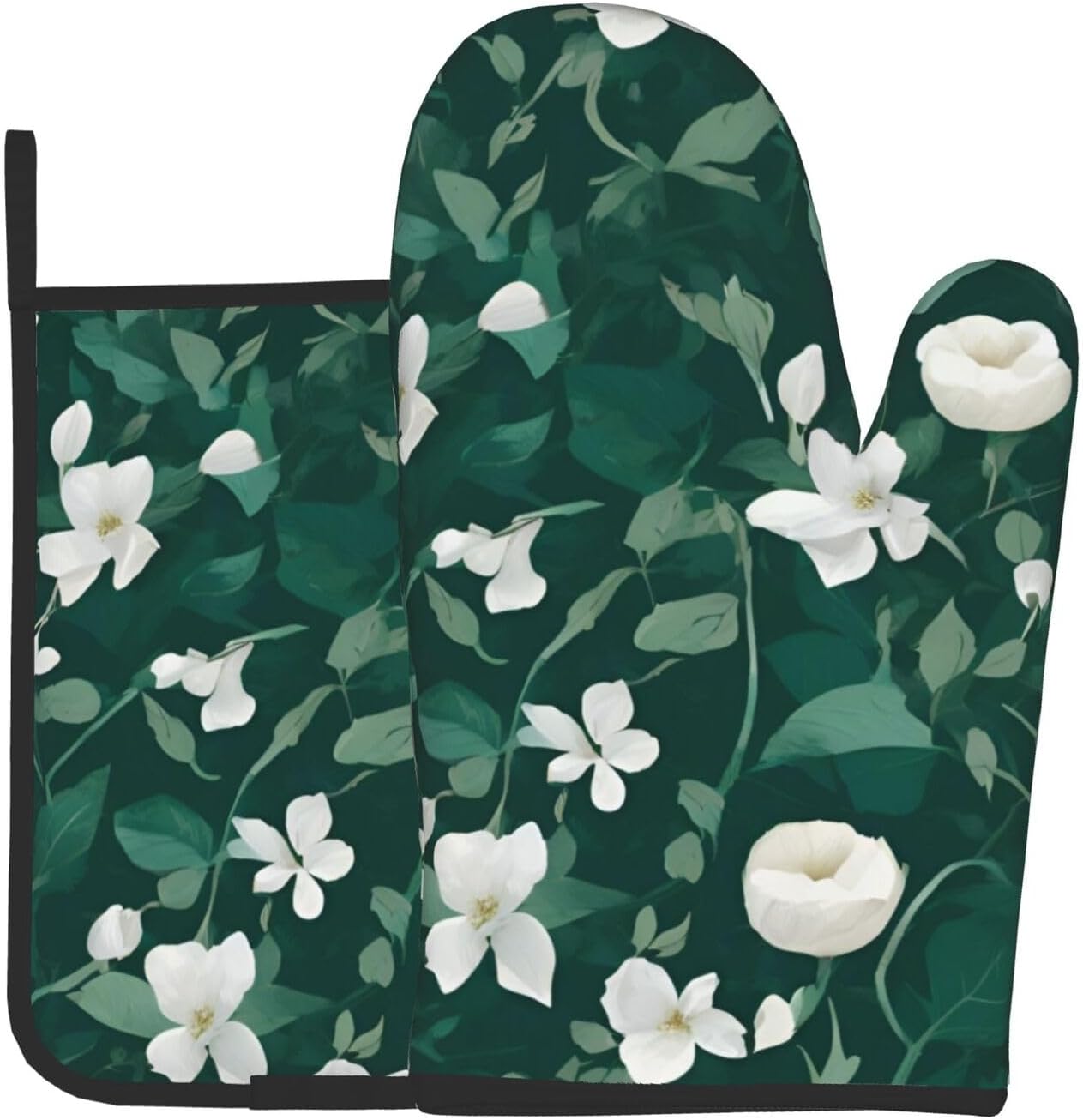 Quopvn Grass and Dove Printed Oven Mitts and Pot Holders 2-Pack Set