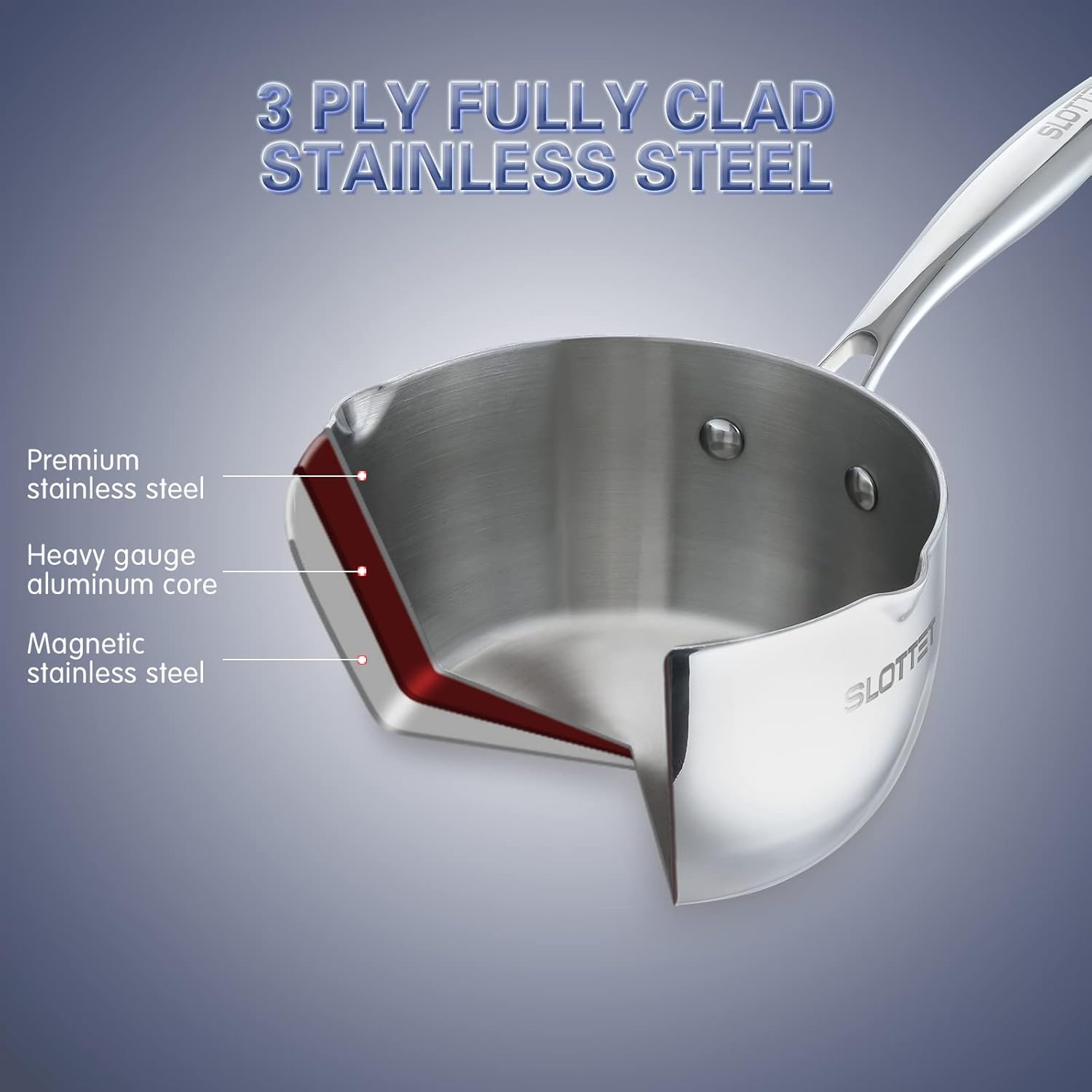 Tri-Ply Steel Saucepan with Steamer