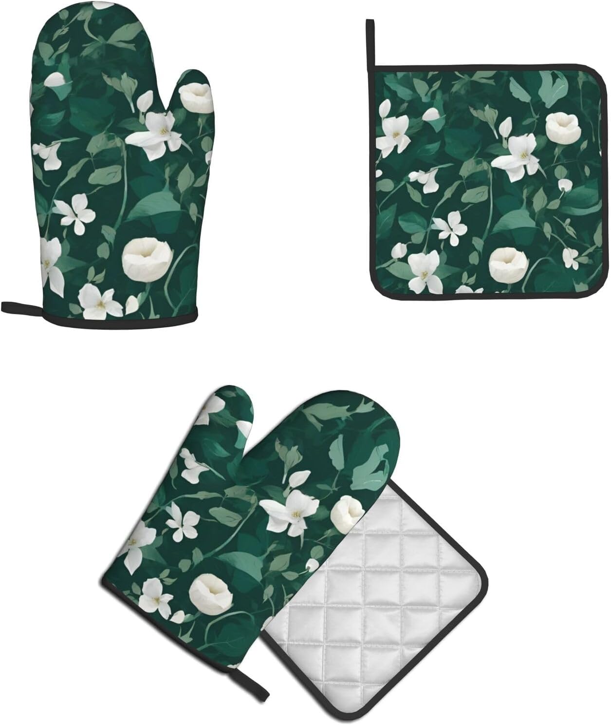 Quopvn Grass and Dove Printed Oven Mitts and Pot Holders 2-Pack Set