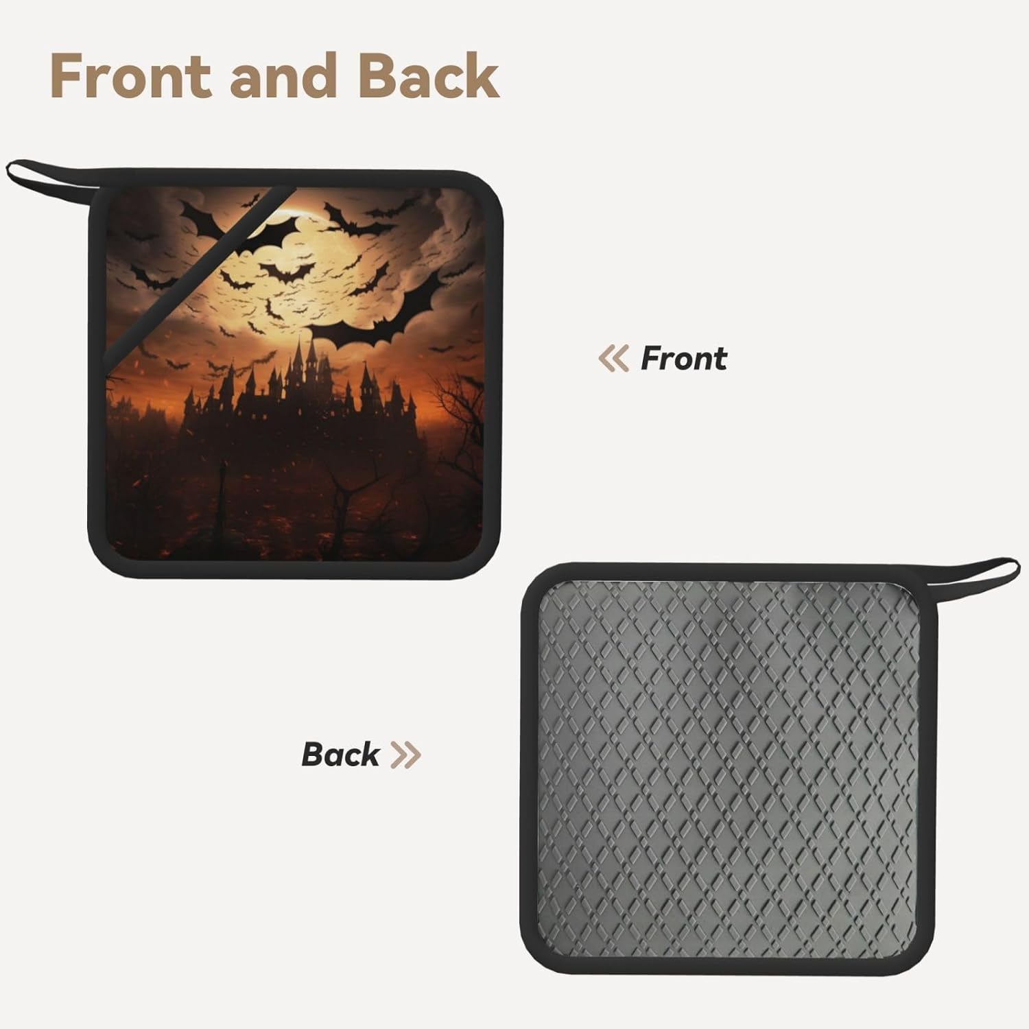 2PCS Pot Holder Set 500F Halloween Flying Bats
